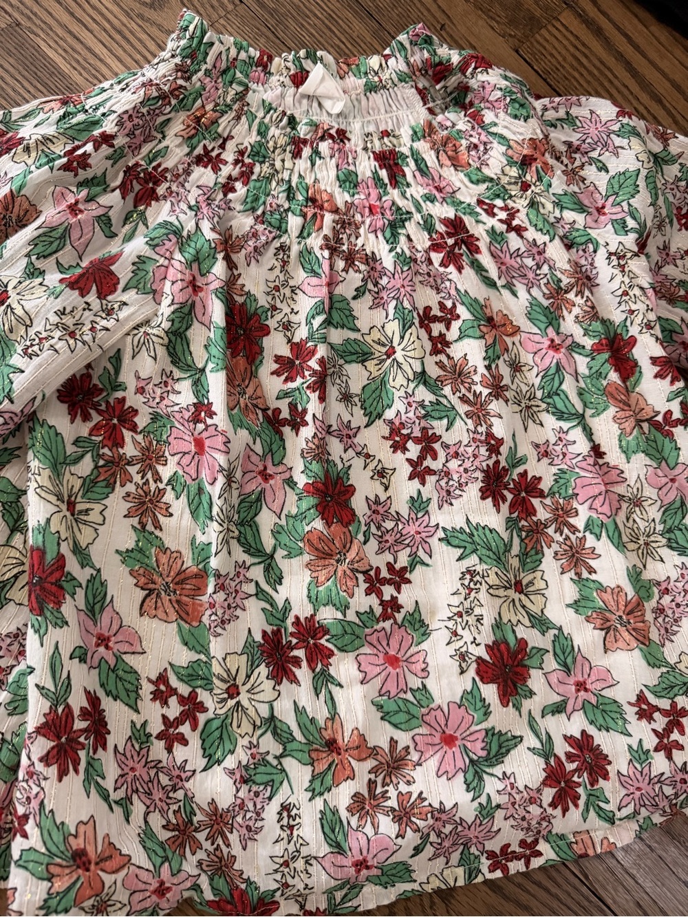 Crewcuts Floral Off-Shoulder Peasant Top - White with Pink & Green